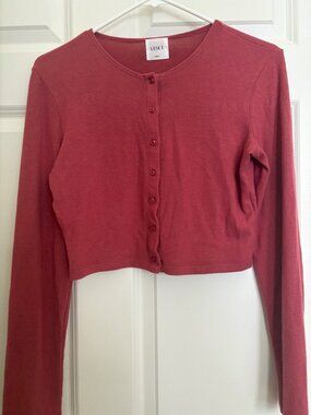 LESET Dark Pink Lauren Cardigan Cropped Size Small